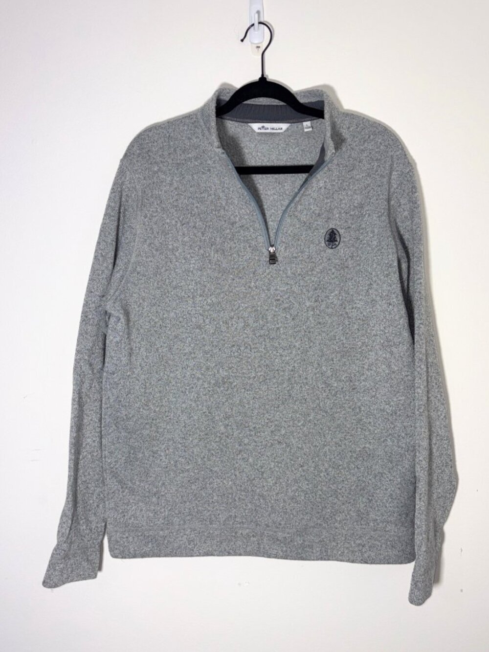 Men's Peter Millar Arnie Fleece Quarter-Zip Preppy Heathered Gray size L